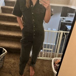 BLACK/GREY DENIM JUMPSUIT